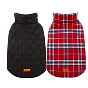 Dog Coat Puffer Plaid 2 Sided Reversible